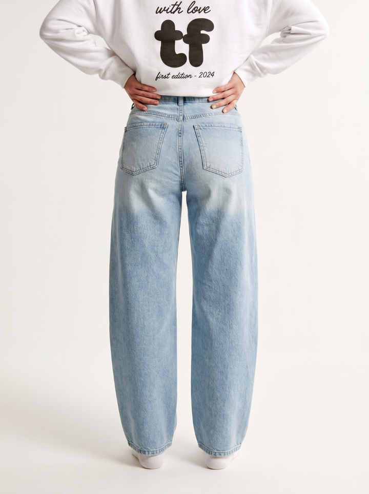 TALL Barrel Jeans Hose, Mid-Waist, weites Bein für große Frauen - tallfinds