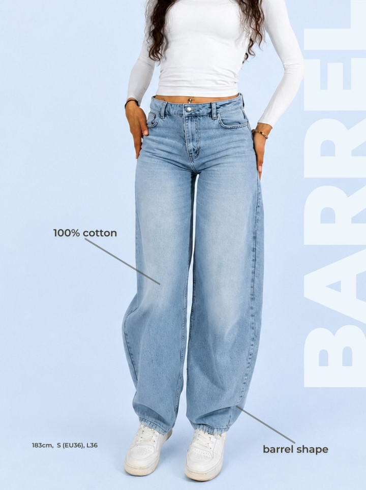 TALL Barrel Jeans Hose, Mid-Waist, weites Bein für große Frauen