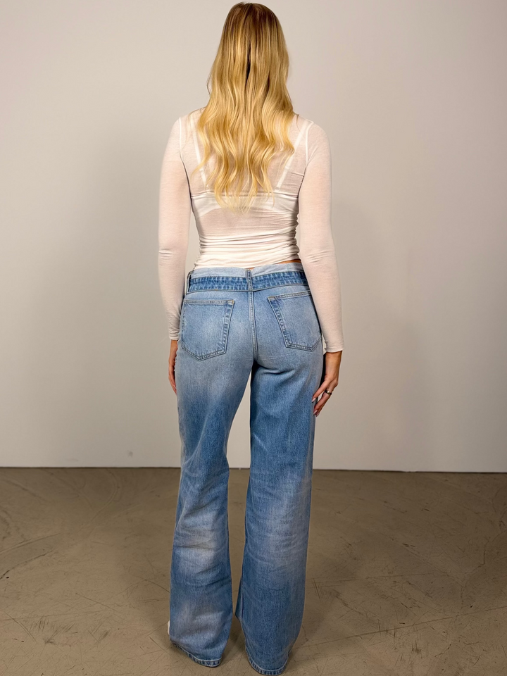 Straight Leg Jeans mit umgeschlagenem Bund - Tall