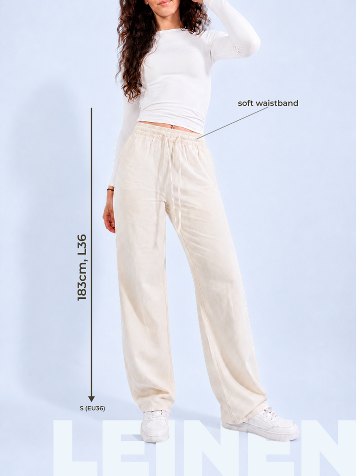 Tall Sommerhose leinenartig – Straight Leg, High Waist, extra lang