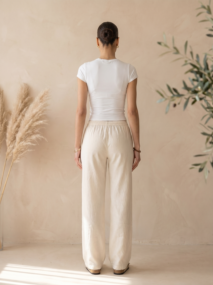 TALL Leinenhose Damen, hoher Bund, Straight-leg - tallfinds