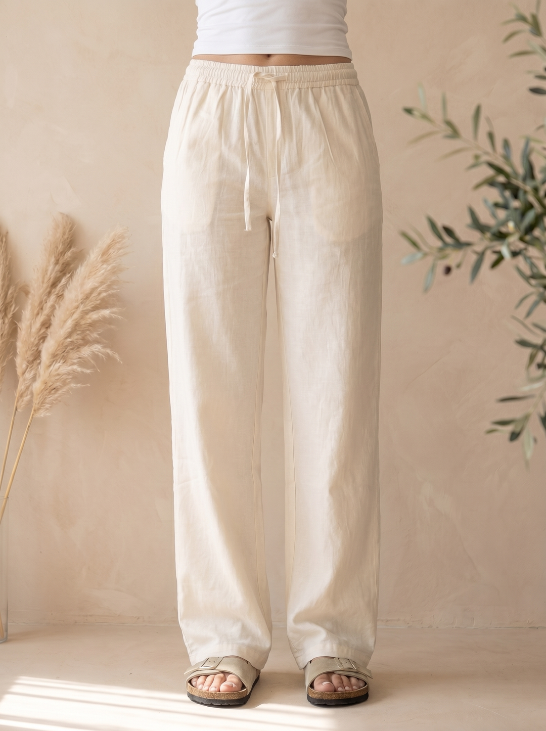 TALL Leinenhose Damen, hoher Bund, Straight-leg - tallfinds